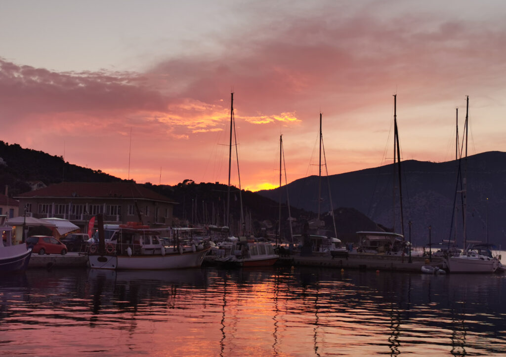 Sunset in marina Meganissi